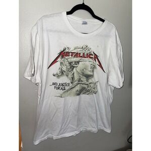 Metallica‎ and Justice For All White Band T-Shirt Size XL Delta Pro Weight